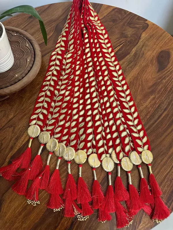 Red Velvet Fabric Welcome Dupatta for Barati