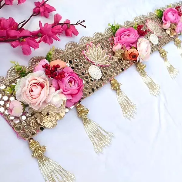 Premium Lotus Floral Mirror Bandanwar Toran