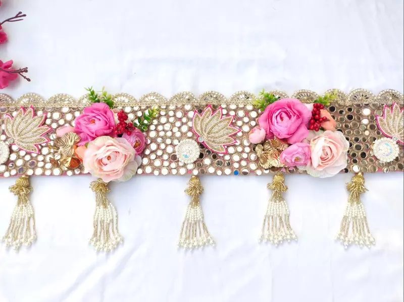 Premium Lotus Floral Mirror Bandanwar Toran