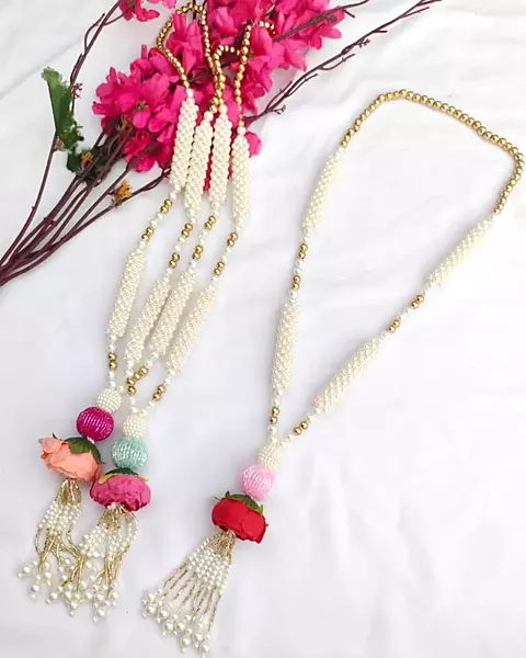 Welcome Barati Swagat Royal Pearl Mala with Flower