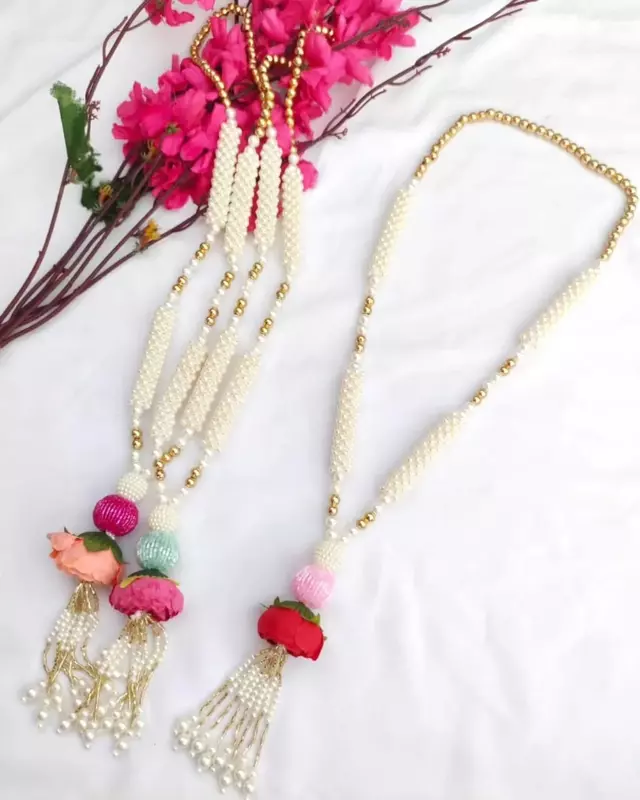 Welcome Barati Swagat Royal Pearl Mala with Flower