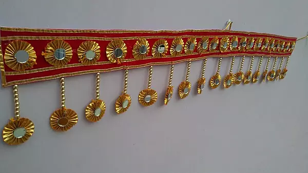 Handcrafted Mirror Lace Door Hanging Toran