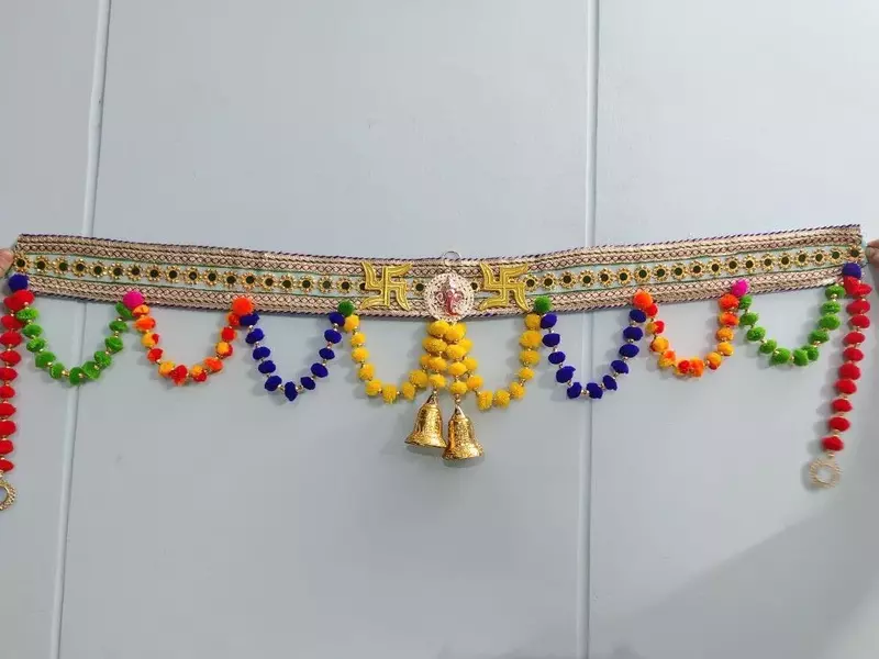 Multicolor Pom-Pom Ganesh Toran