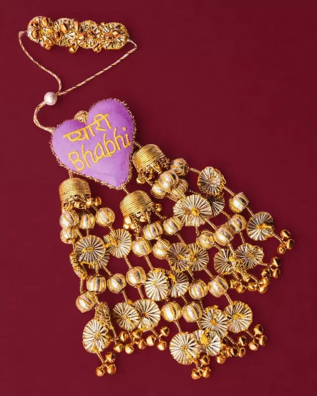 Traditional Bhabhi Lumba Rakhi with Heart Charm
