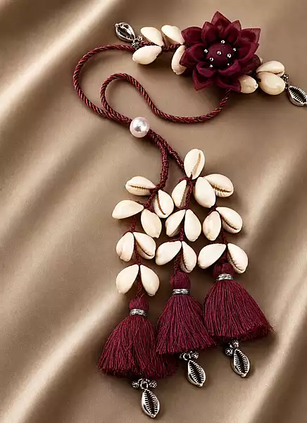 Handcrafted Maroon Flower Lumba Rakhi
