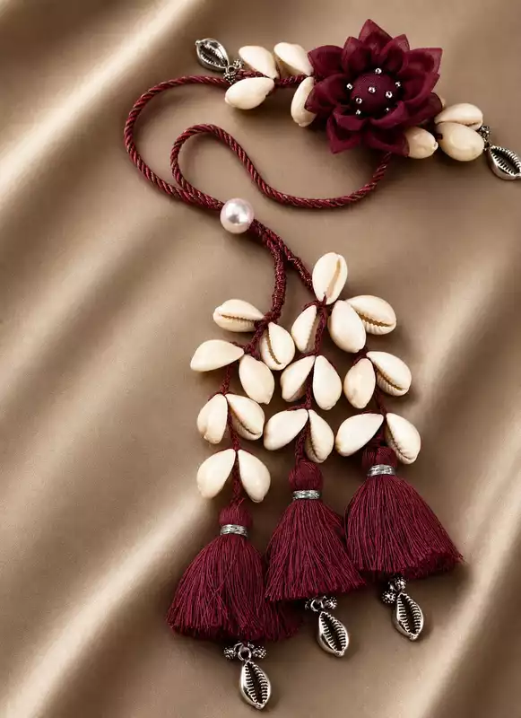 Handcrafted Maroon Flower Lumba Rakhi
