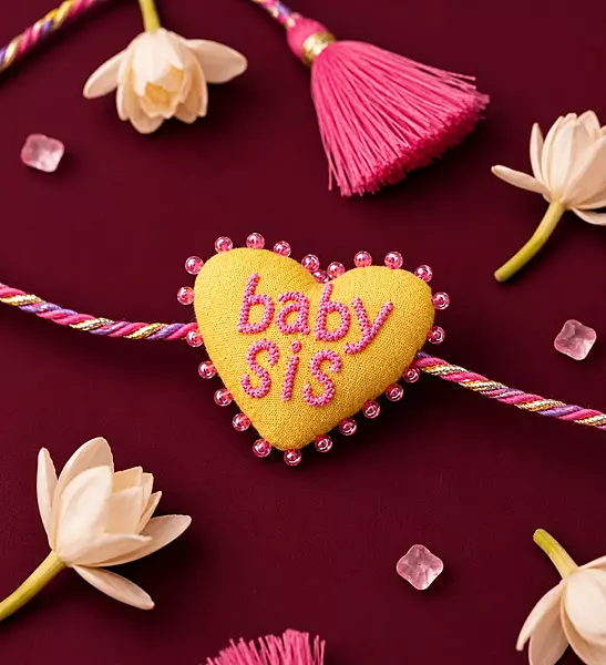Cute Baby Sis Embroidered Heart Rakhi