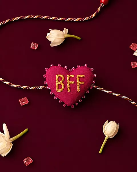 Heart Embroidered BFF Rakhi