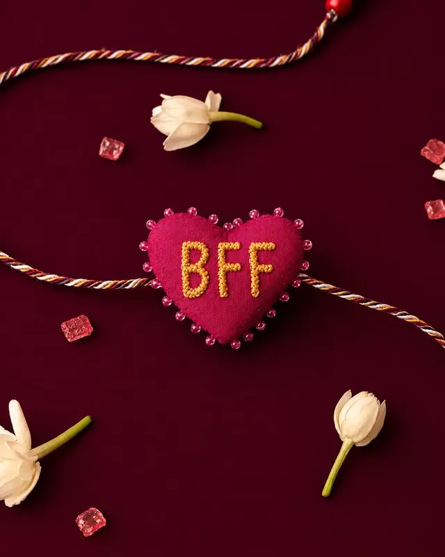 Heart Embroidered BFF Rakhi