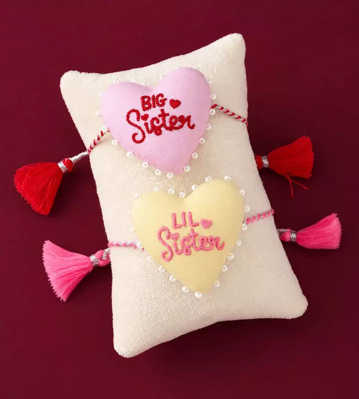 Big Sister & Lil Sister Heart Rakhi Set