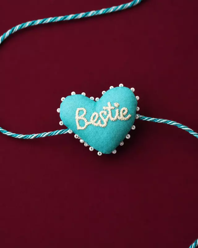Bestie Embroidered Heart Rakhi