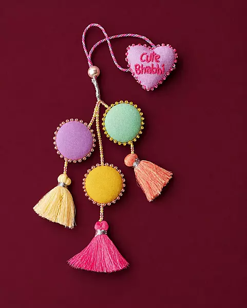 Cute Bhabhi Heart Lumba Rakhi with Tassels