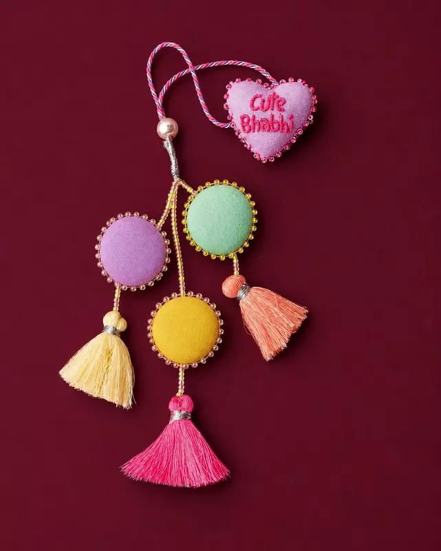 Cute Bhabhi Heart Lumba Rakhi with Tassels