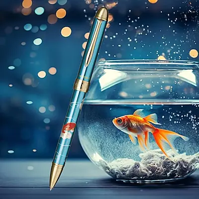 Sailor Yubi Maki-E Gold Fish Metalic Blue GT Multi Functional Pen 16-0353-244