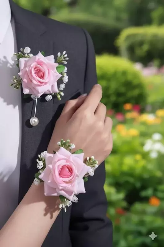 Adjustable Rose Bracelet With Brooch