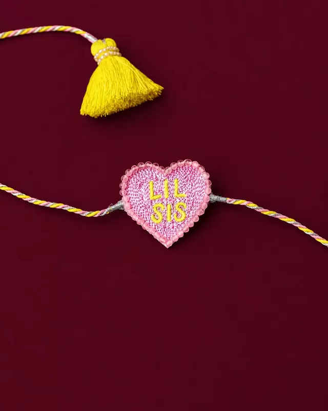 Lil Sis Heart Embroidered Rakhi