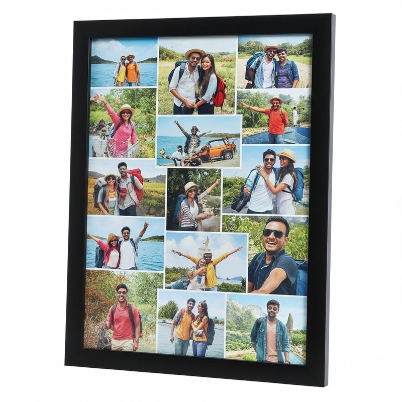 Black Collage Photo frame, A4 Size Frame with Plexi Glass, 0.75 Inch Premium frame