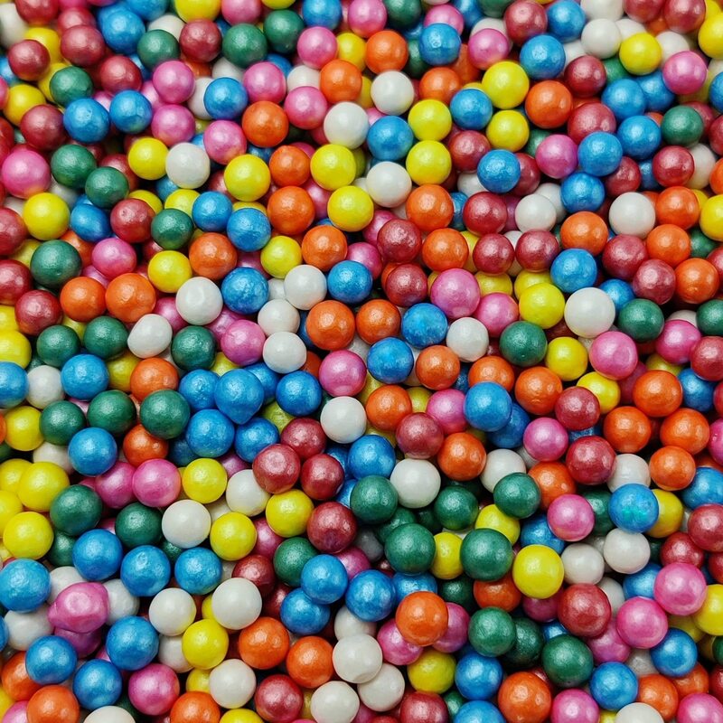 White,Green,Orange Mix Sprinkle Balls 6MM - 100 GM