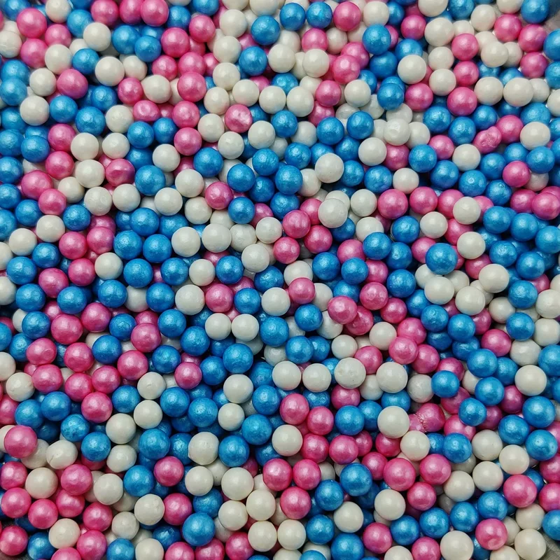 White,Pink,Blue Mix Sprinkle Balls 6MM - 100 GM