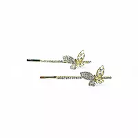 Sparkling White Butterfly Crystal Hair Clips (Set of 2)