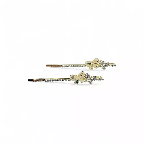 MOP Butterfly & Crystal Hair Pins (Set of 2)