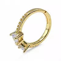 Gold-Plated Adjustable Butterfly Bow Ring - White Zircon
