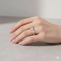 Gold-Plated Adjustable Butterfly Bow Ring - White Zircon