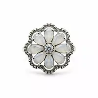 Elegant Floral Ring with White Gemstones
