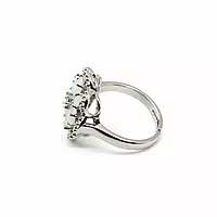 Elegant Floral Ring with White Gemstones