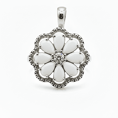 Elegant Floral Ring with White Gemstones