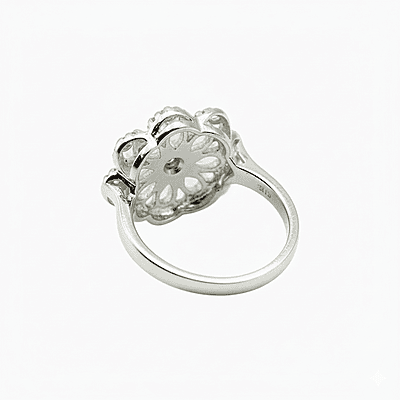 Elegant Floral Ring with White Gemstones