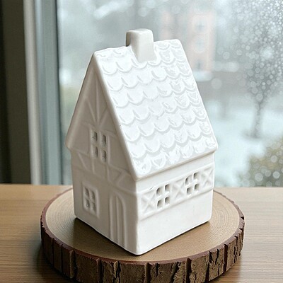 White Ceramic Miniature House White Ceramic Miniature House