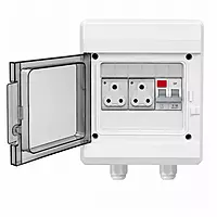 EV Charging MCB Box IP66 | Double 3-Pin 6A Socket & Sibass 32A 2-Pole AC MCB