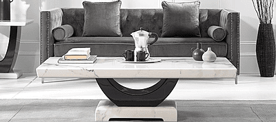 Vikinterio U Shape White Marble Coffee Table
