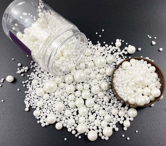 White/Pearl Sprinkle Mix Balls 1.5MM,4MM,6MM - 100 GM