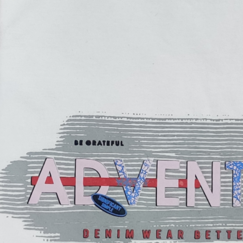 White Printed Round Neck Tshirt