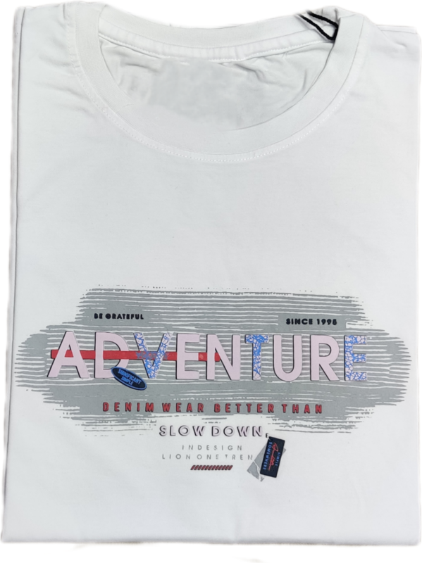 White Printed Round Neck Tshirt
