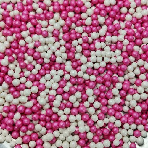 White and Pink Sprinkle Balls 4MM - 100 GM