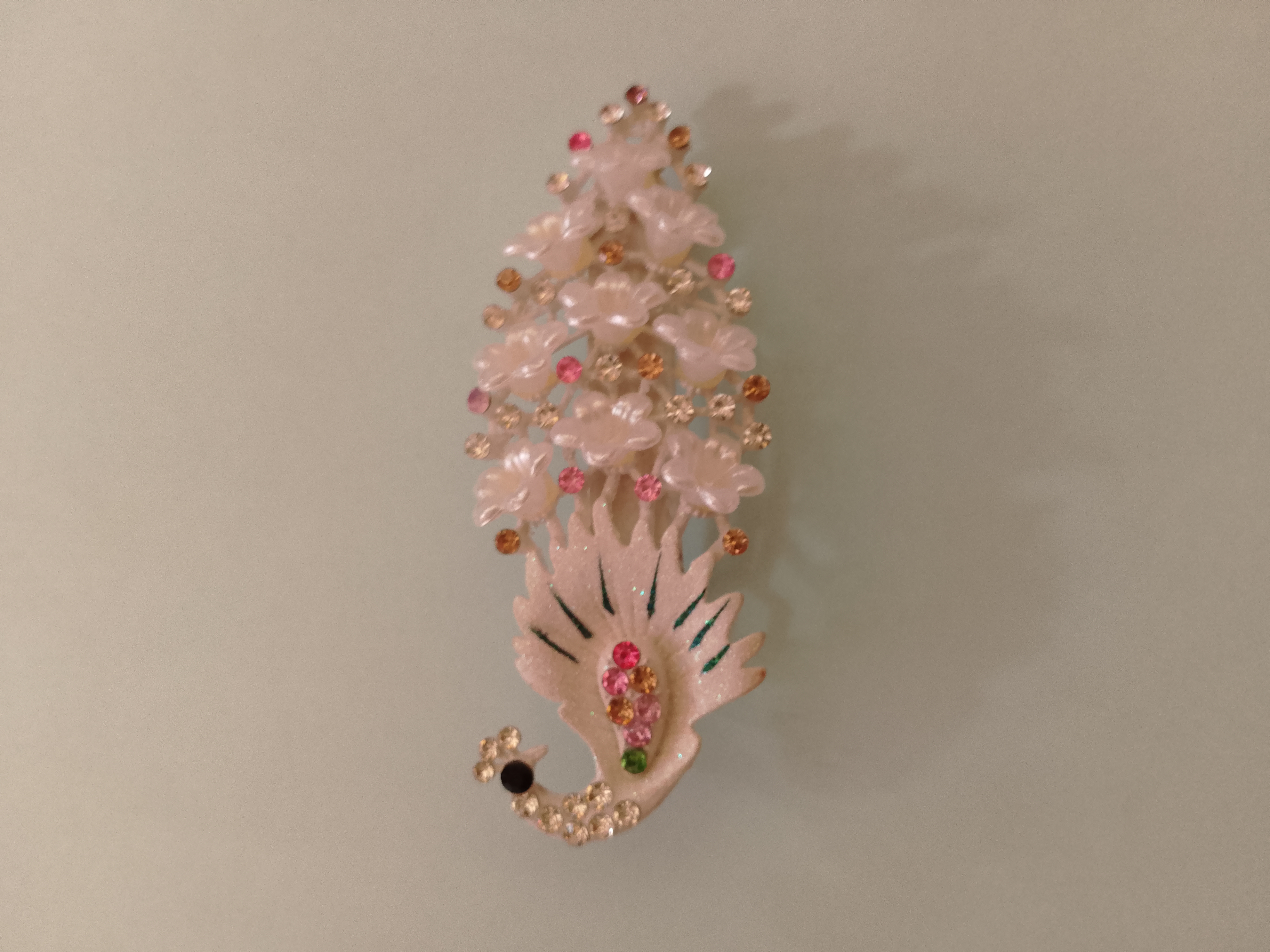 White Peacock Hair Clip