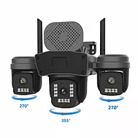 PTZ Security Camera 4G/WiFi Triple Lens  | 360° Coverage | Night Vision | AI Detection | Two-Way Audio | SIM Supported