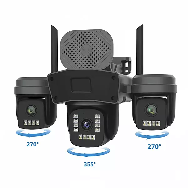 PTZ Security Camera 4G/WiFi Triple Lens  | 360° Coverage | Night Vision | AI Detection | Two-Way Audio | SIM Supported