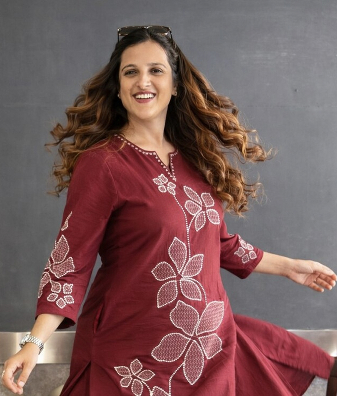 Wine Floral Kurta Set