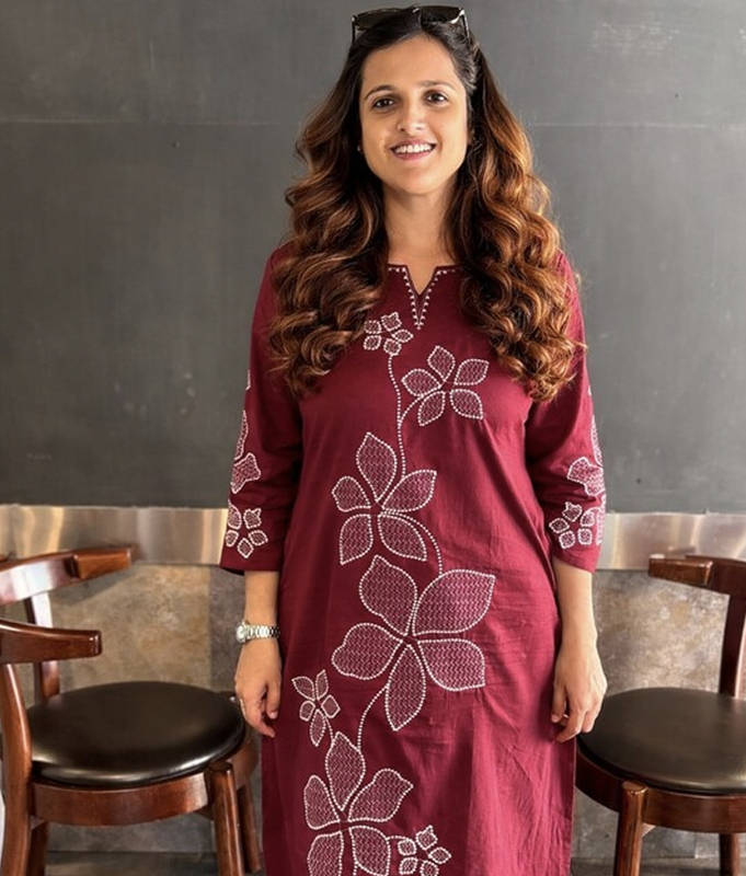 Wine Floral Kurta Set