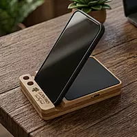 EcoDesk Pro 15W bamboo wireless charger with LED light