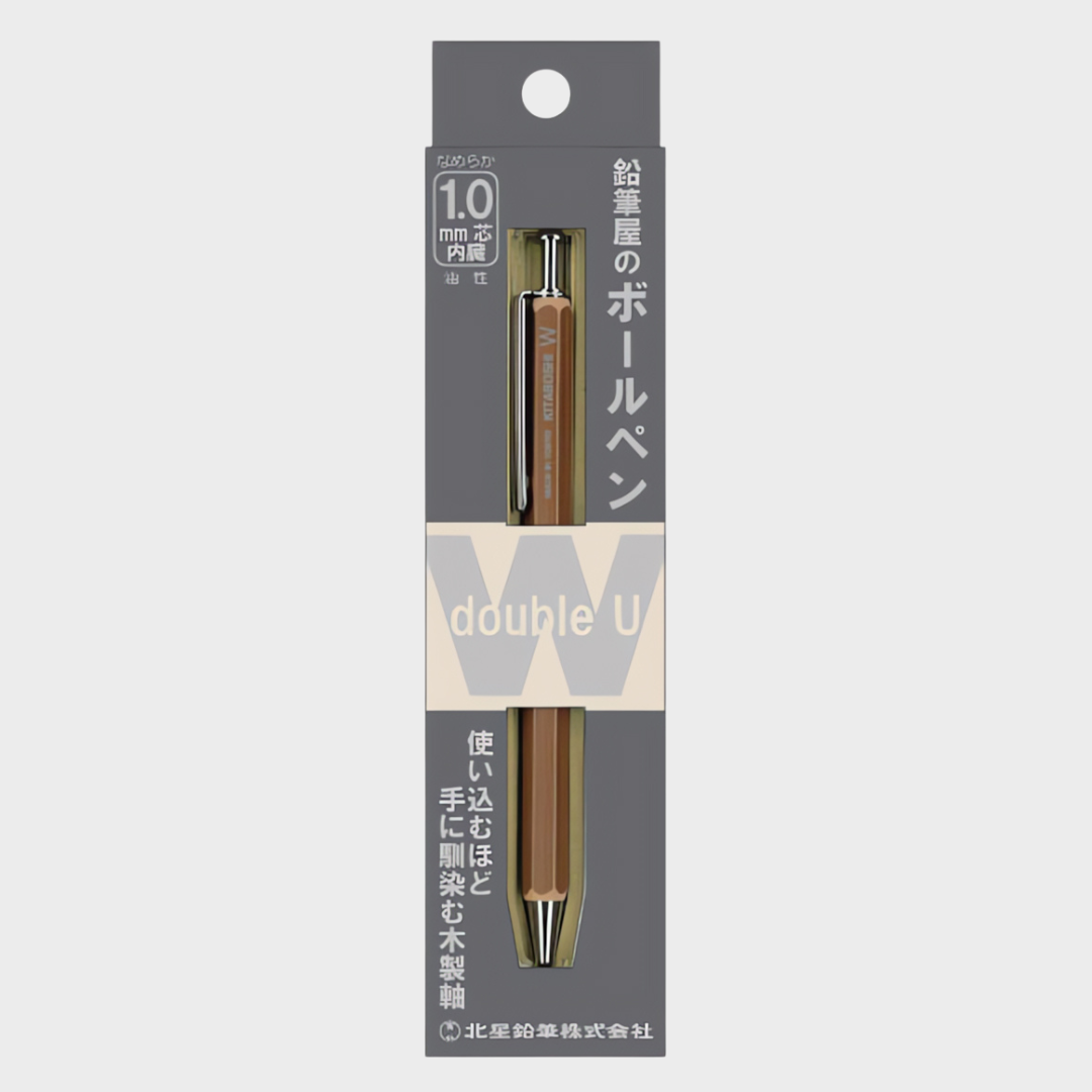 Kitaboshi | Ballpoint Pen | 1.0mm | Black Ink | W-600N | Wood Grain