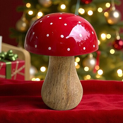Wooden Red Mini Mushroom Table Decor Wooden Red Mini Mushroom Table Decor