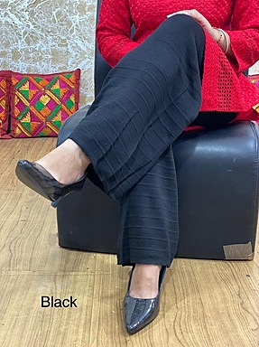 Woolen Knitted Palazzo - Black