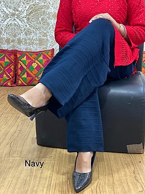 Woolen Knitted Palazzo - NavyBlue