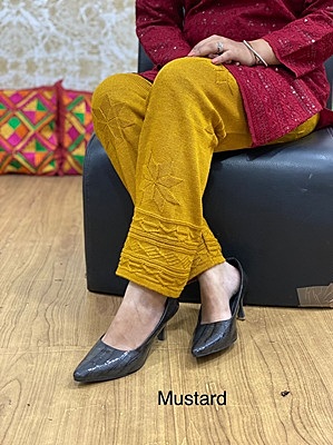 Woolen Knitted Pant - Mustard