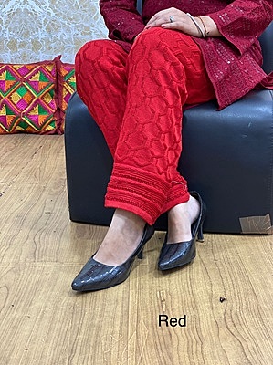Woolen Knitted Pant - Red
